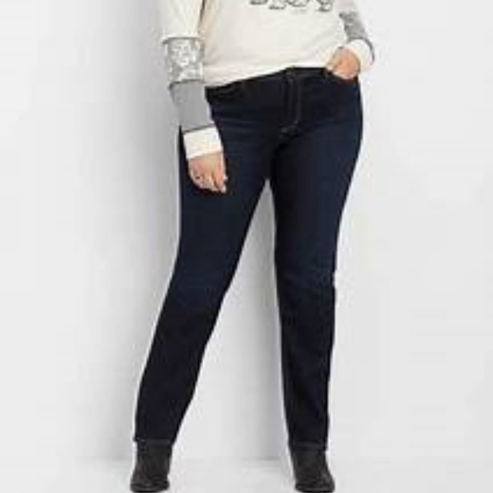 Denim Blue Jean Straight Leg Tummy Control Size 14